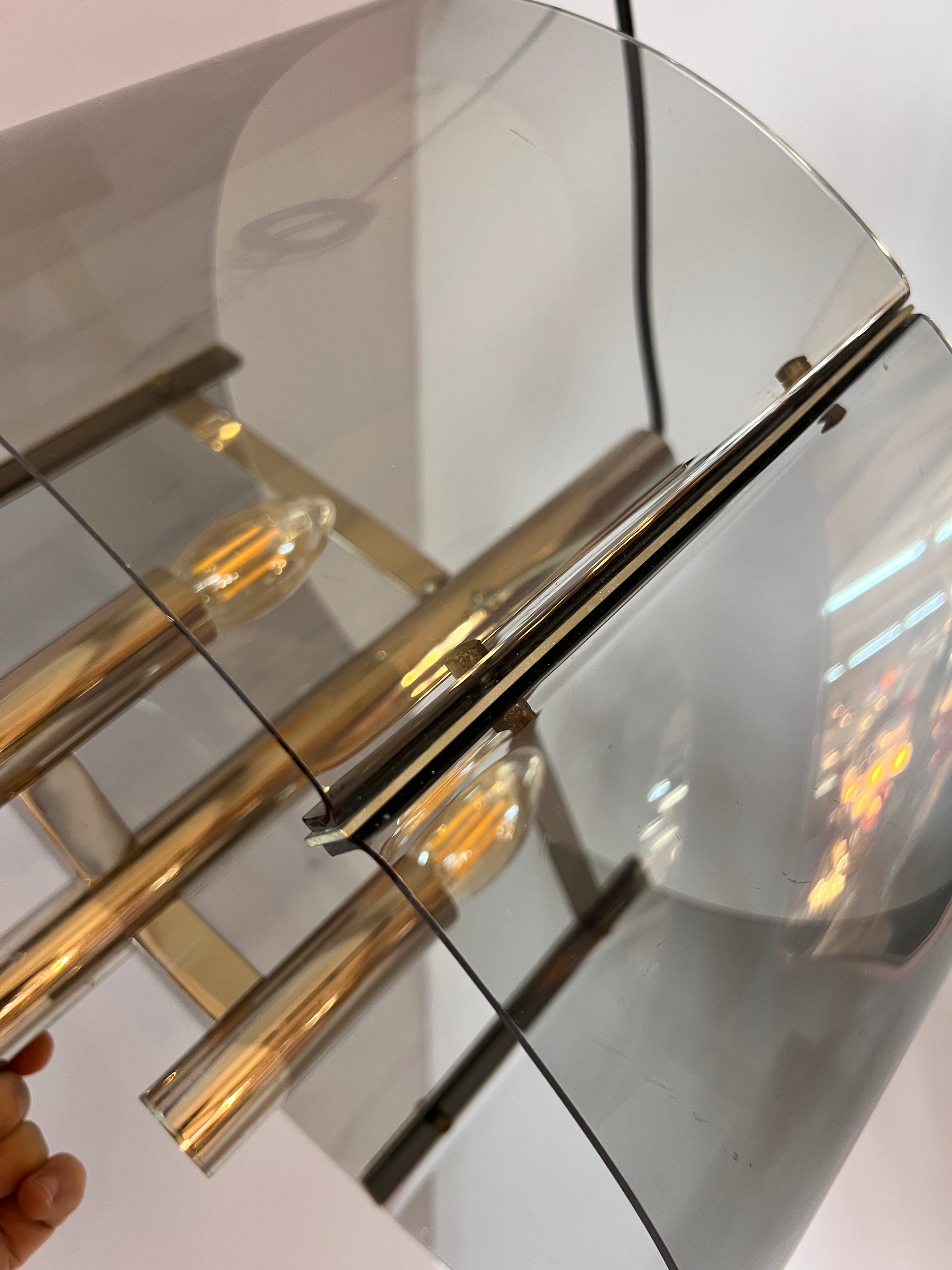 Hängelampe Chrom & Rauchacryl