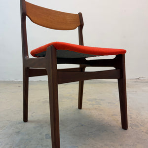 Polsterstuhl Teak orange neu gepolstert von Erik Buch