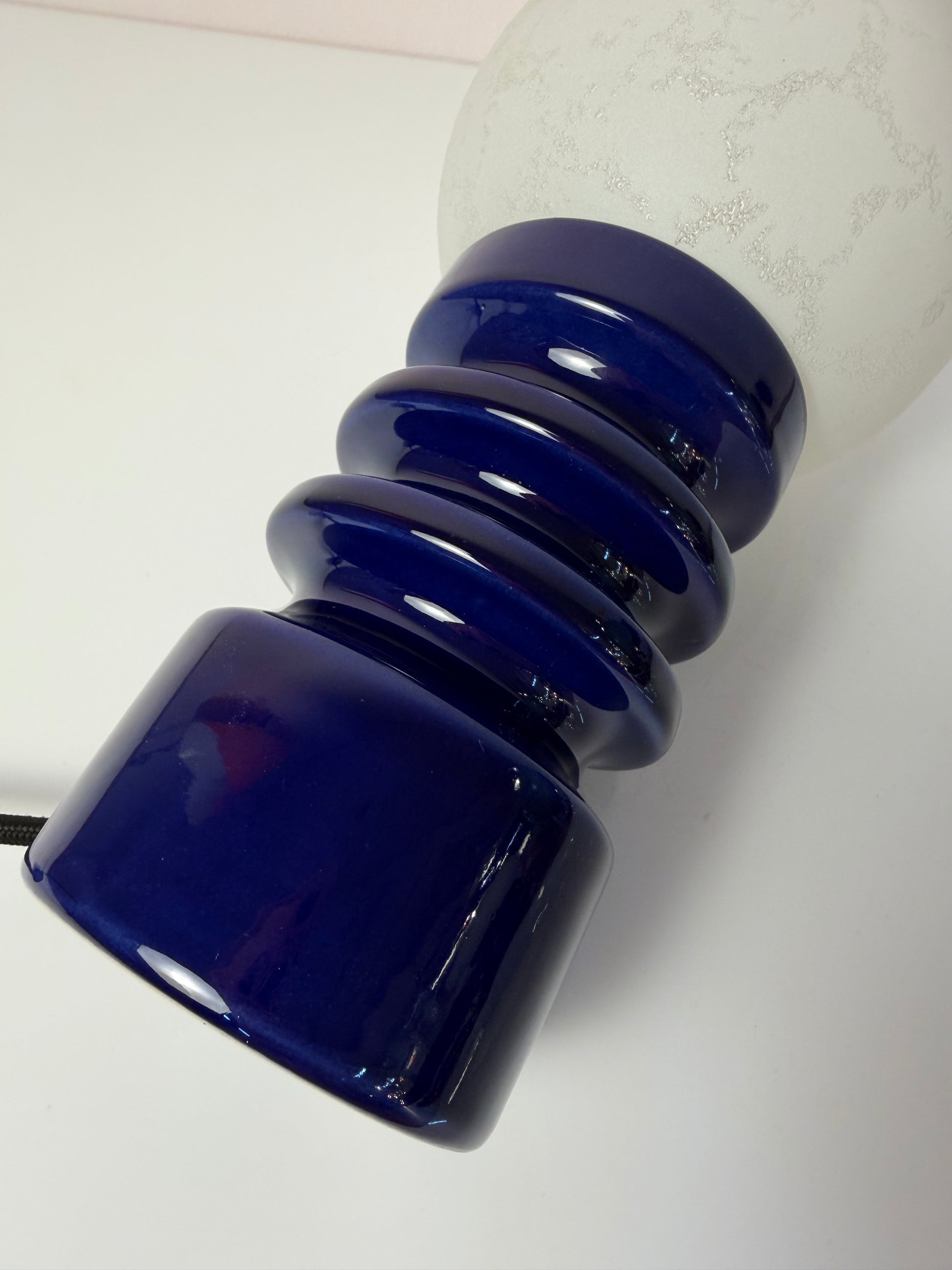 Tischlampe blau Keramik Glas von Cari Zalloni für Dümler & Breiden