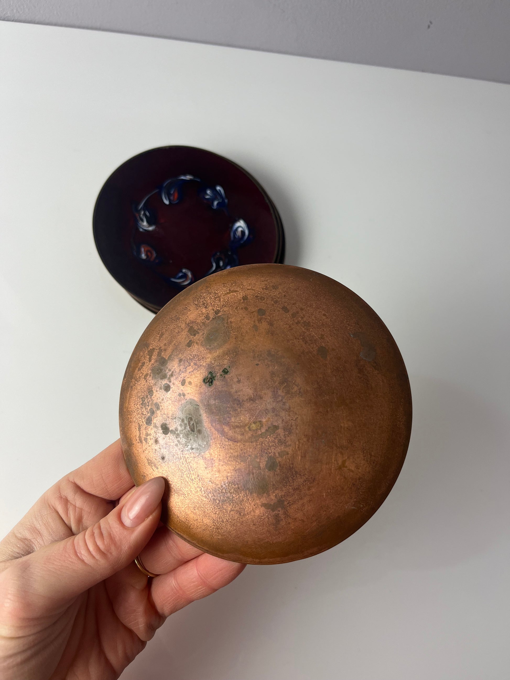 Set: 6x Schale weinrot Emaille