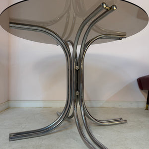 Runder Esstisch Chrom & Rauchglas