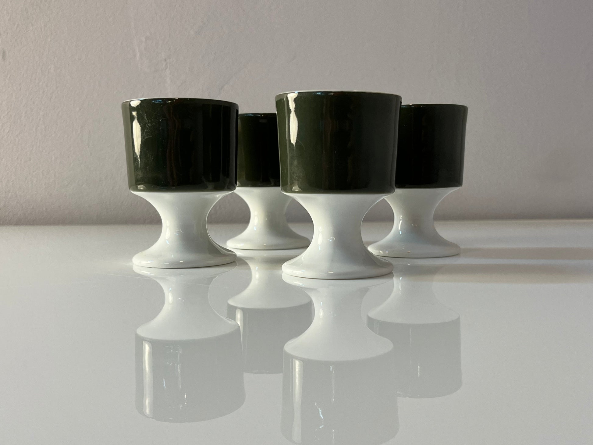 Set: 4x Eierbecher Modulation Secunda grün von Tapio Wirkkala für Rosenthal