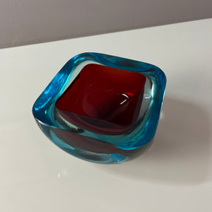 Schale rot blau Muranoglas