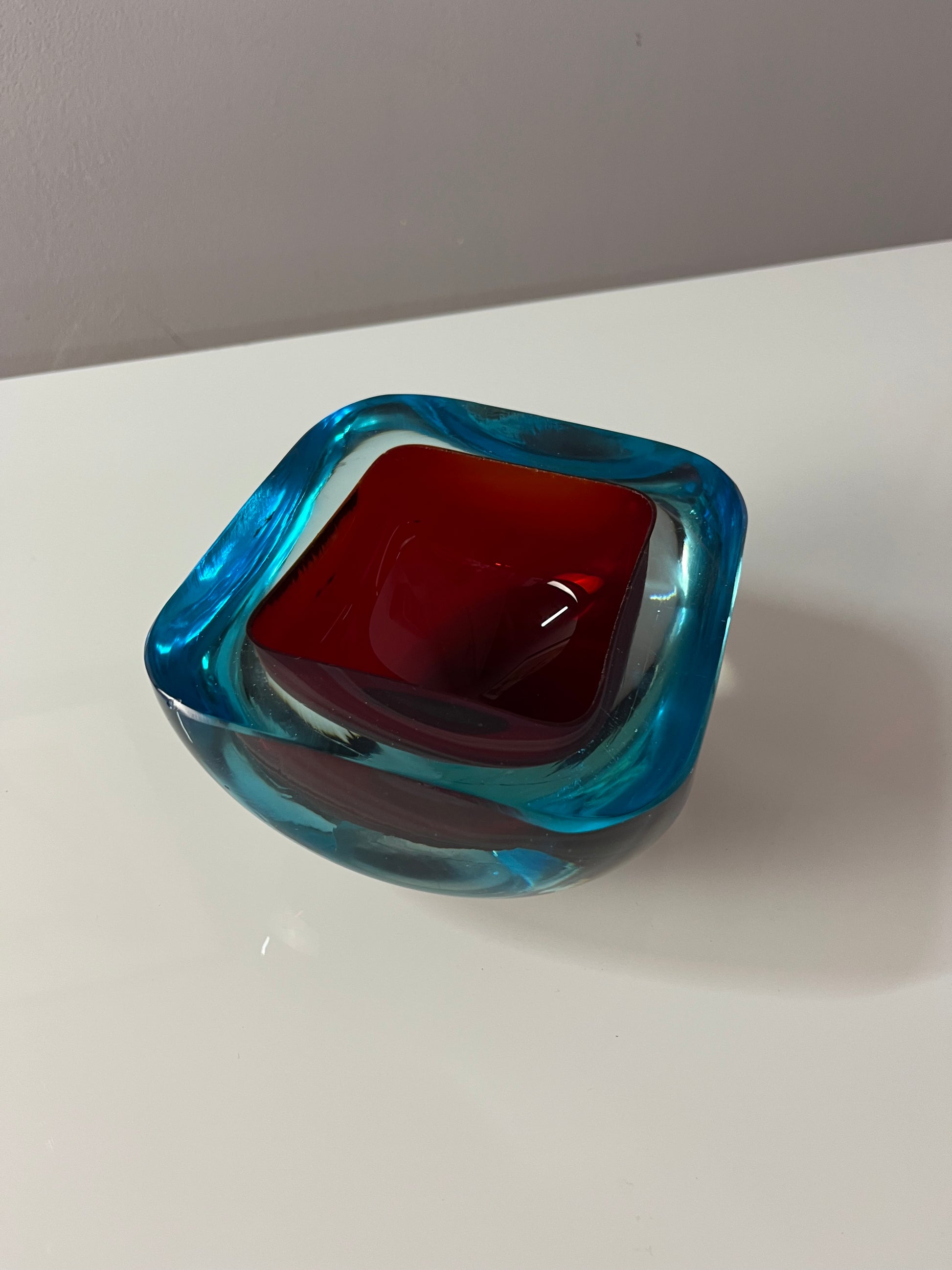 Schale rot blau Muranoglas
