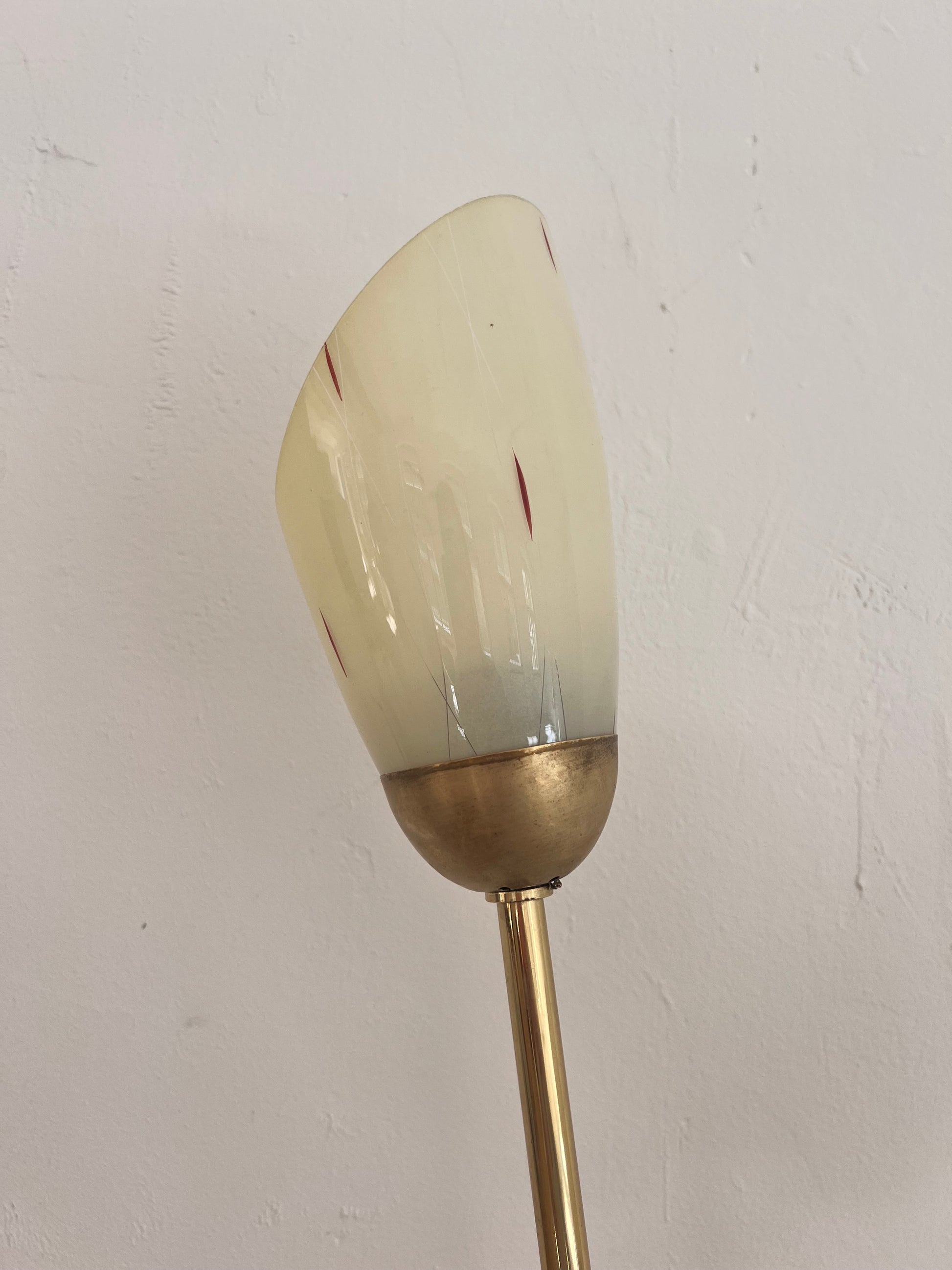 Stehlampe mit zwei Schwanenhalsarmen Messing