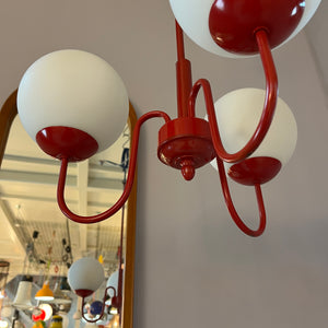 Kronleuchter rot Opalglas von Kaiser Leuchten