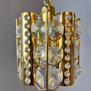 Hängelampe Messing Kristalle von Palwa