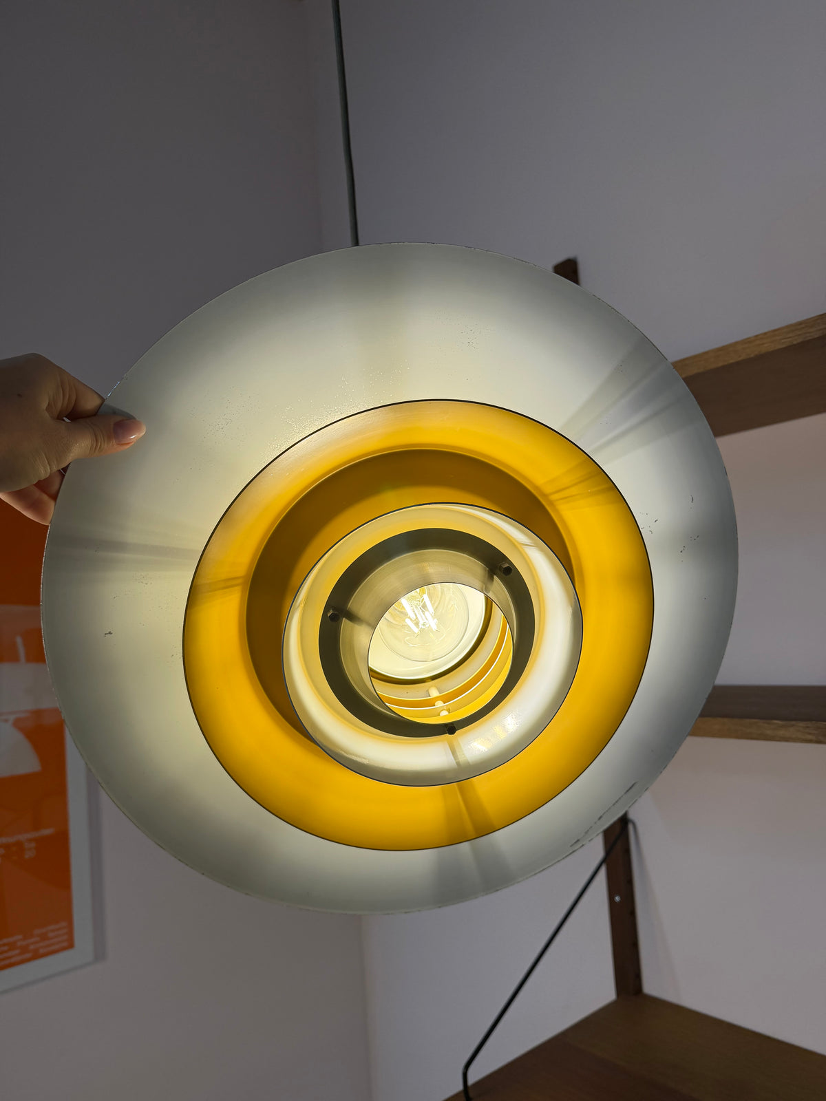 Lamellenlampe gold gelb von Bent Nordsted für Lyskær