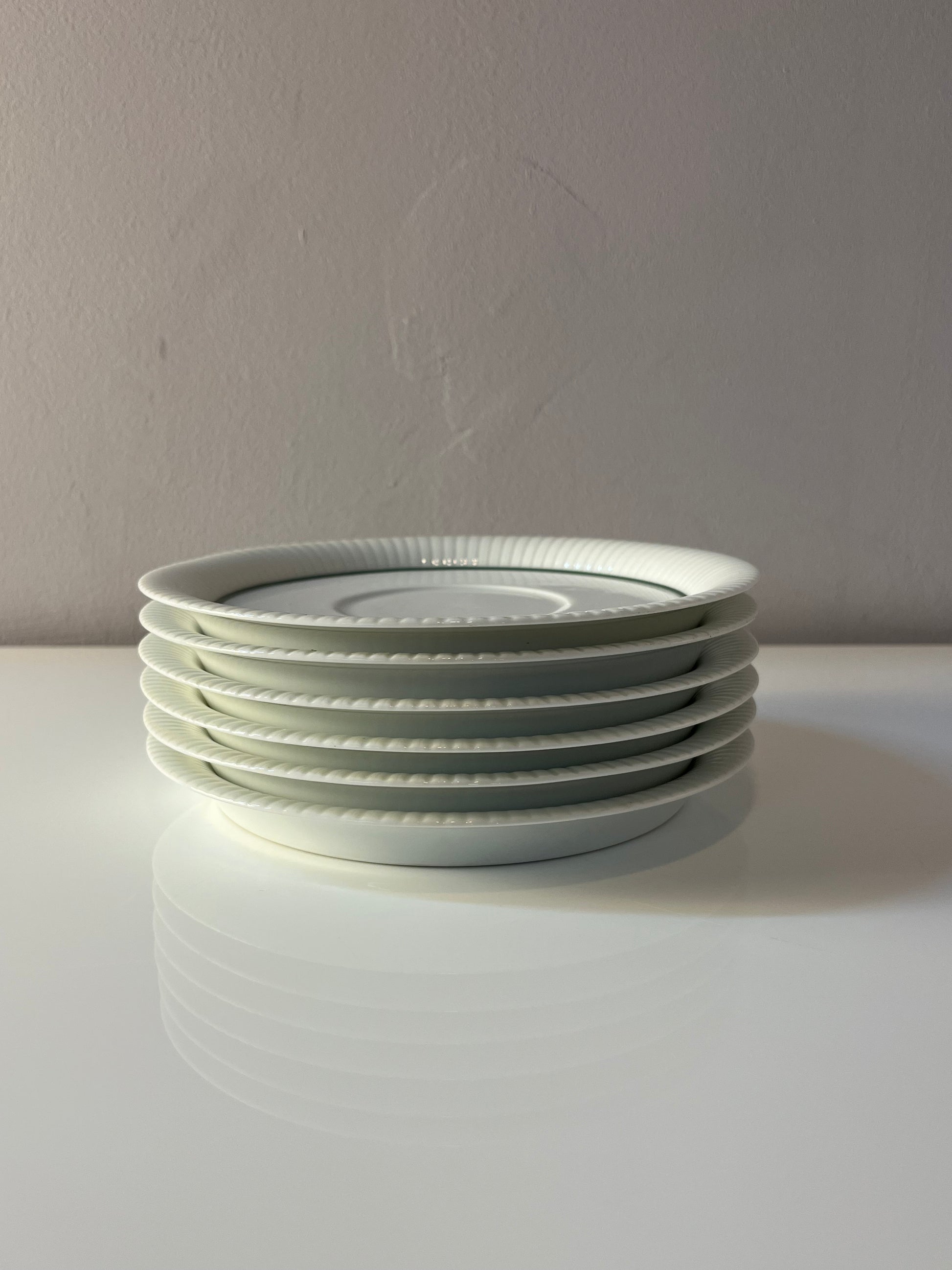 Set: 6x Suppentasse mit Untertasse Modulation Secunda grün von Tapio Wirkkala für Rosenthal