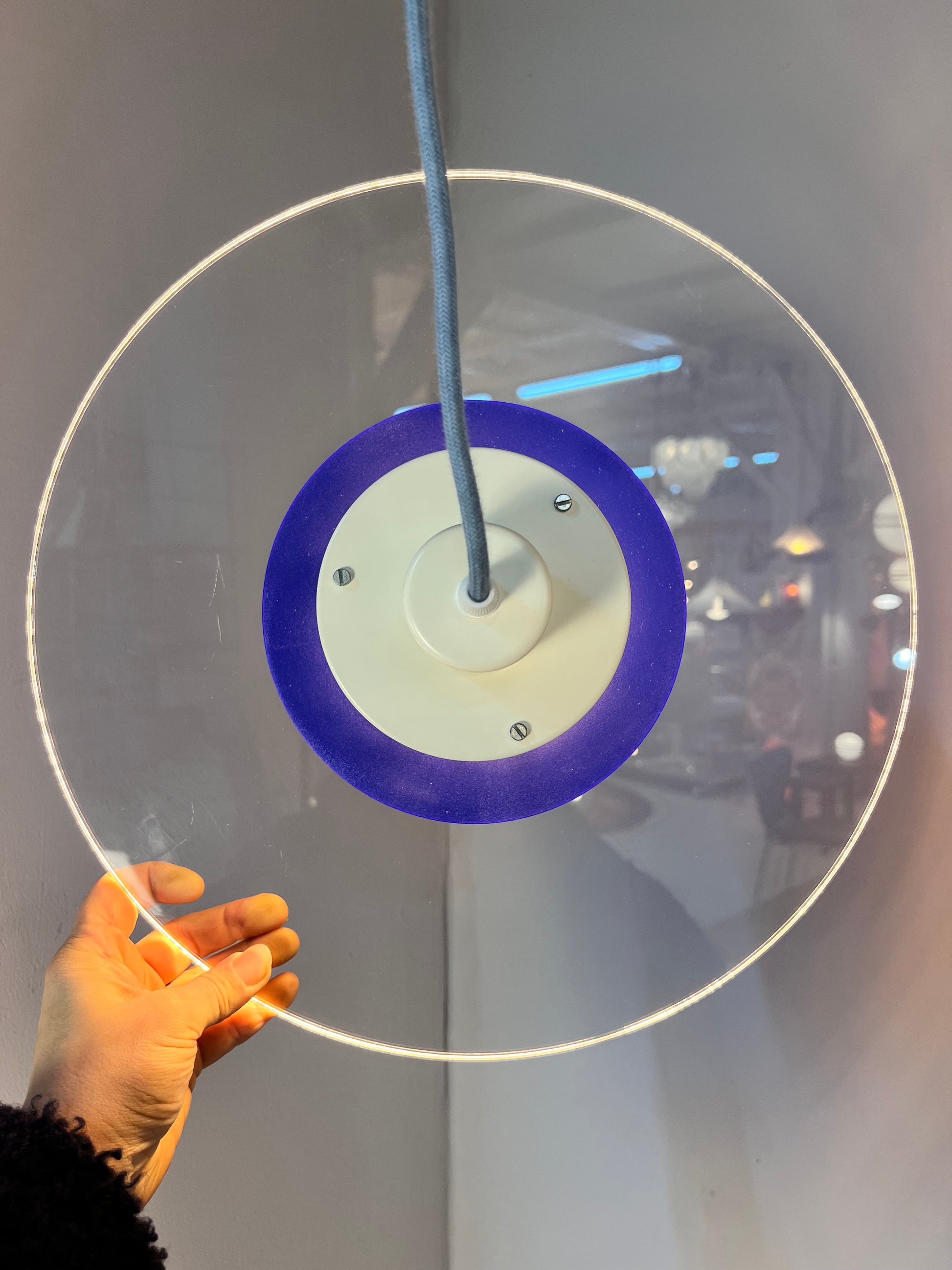 Lamellenlampe „Astra“ blau Plexiglas aus Dänemark