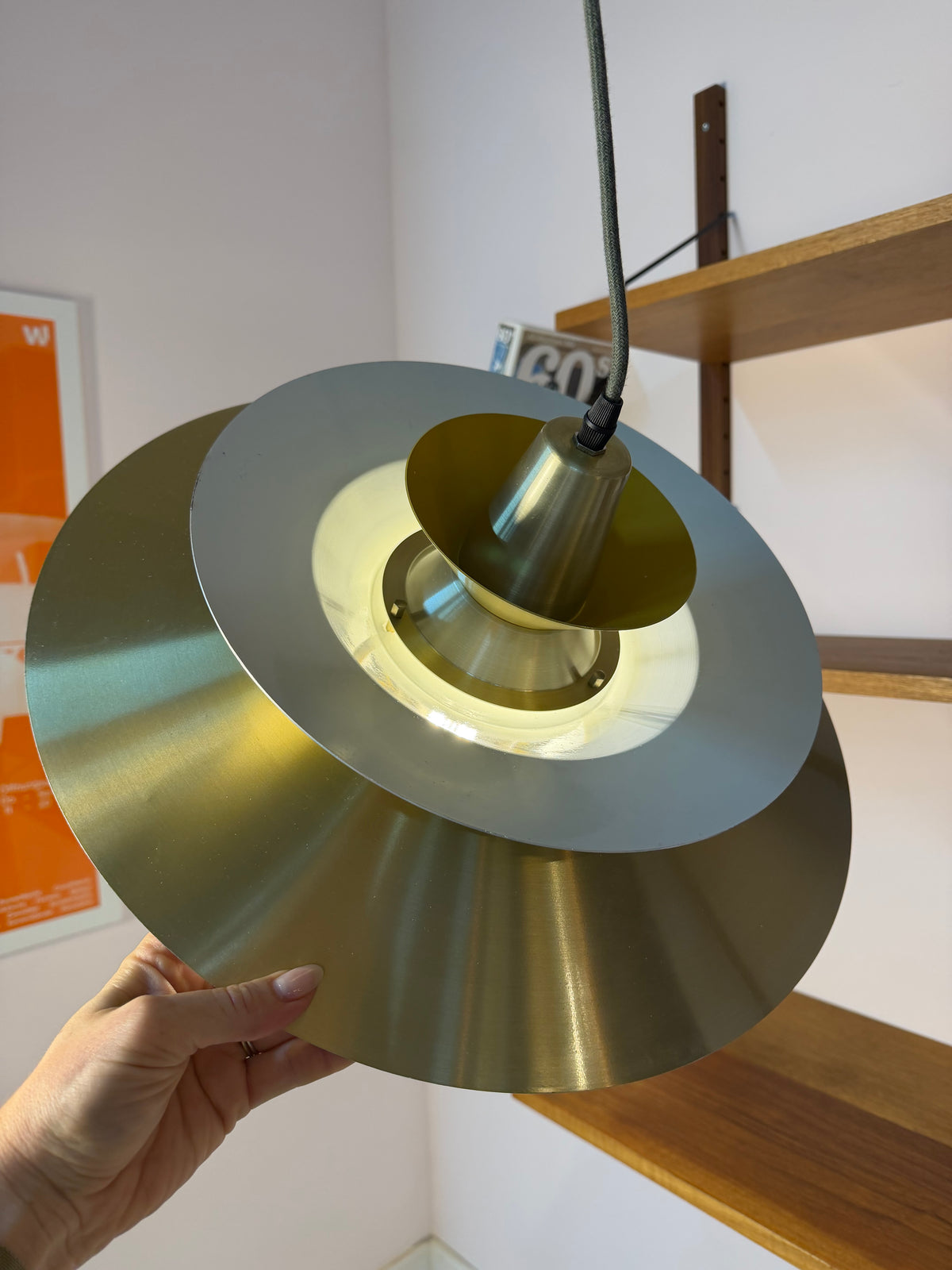 Lamellenlampe gold gelb von Bent Nordsted für Lyskær