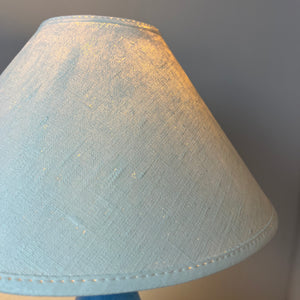 Tischlampe blau braun Keramik mit Stoffschirm