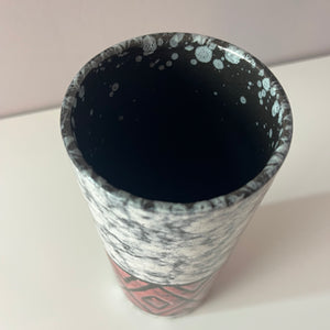 Vase 896/0 rot weiß von Strehla Keramik
