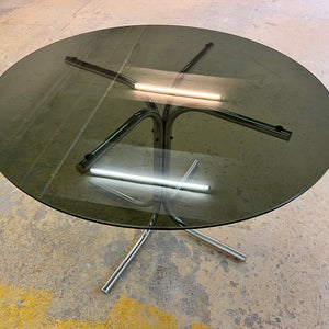 Runder Esstisch Rauchglas & Chrom