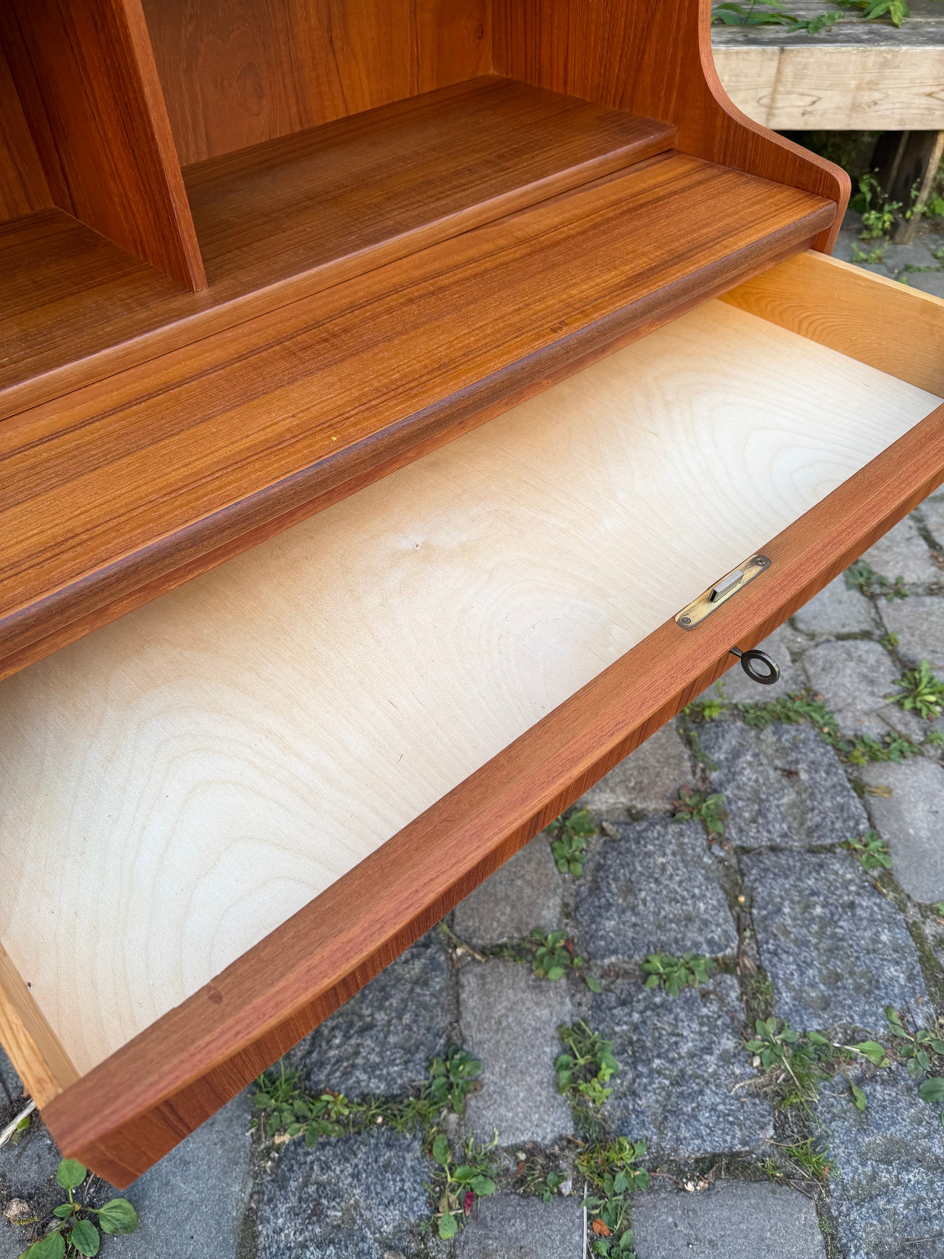 Sekretär Teak mit Spiegel & Schloss aus Dänemark