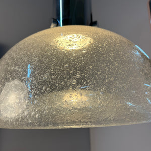 Große Hängelampe Chrom Eisglas von Herbert Proft für Glashütte Limburg