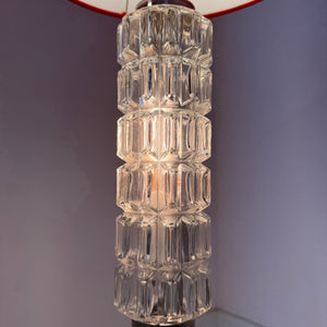 Stehlampe rot Glas Chrom von Fischer Leuchten