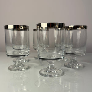 Set: 6x Weinglas mit Silberrand