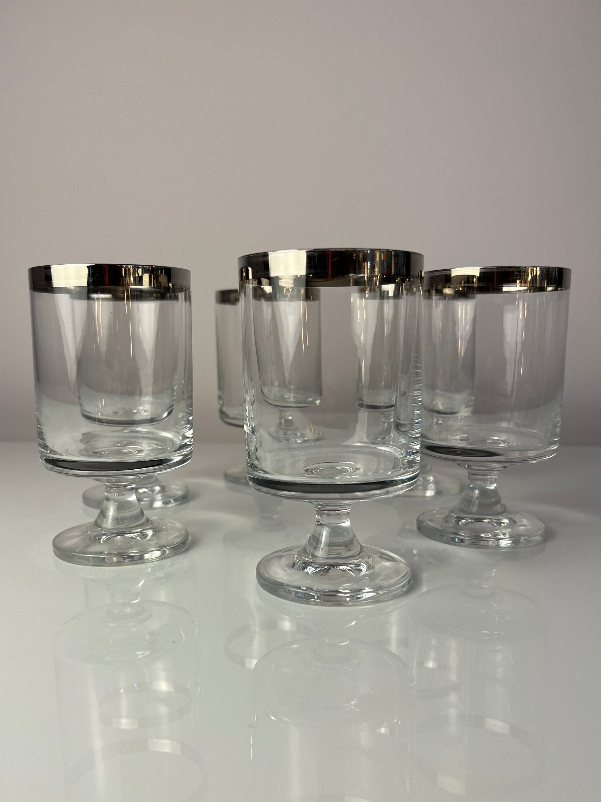 Set: 6x Weinglas mit Silberrand