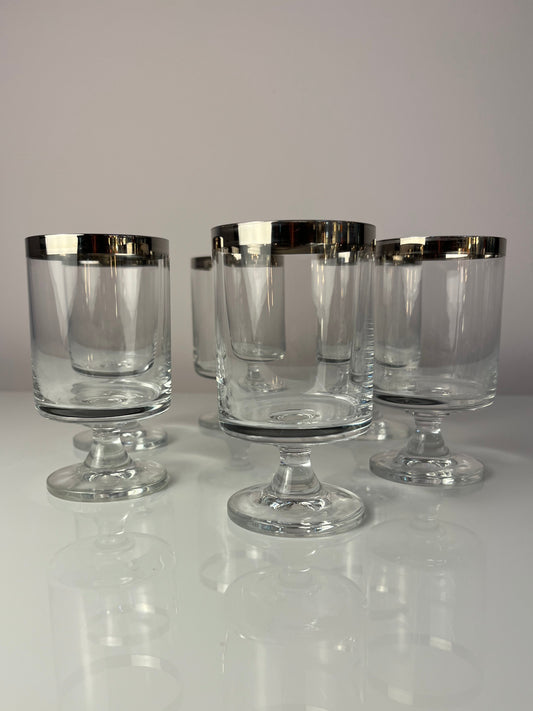 Set: 6x Weinglas mit Silberrand