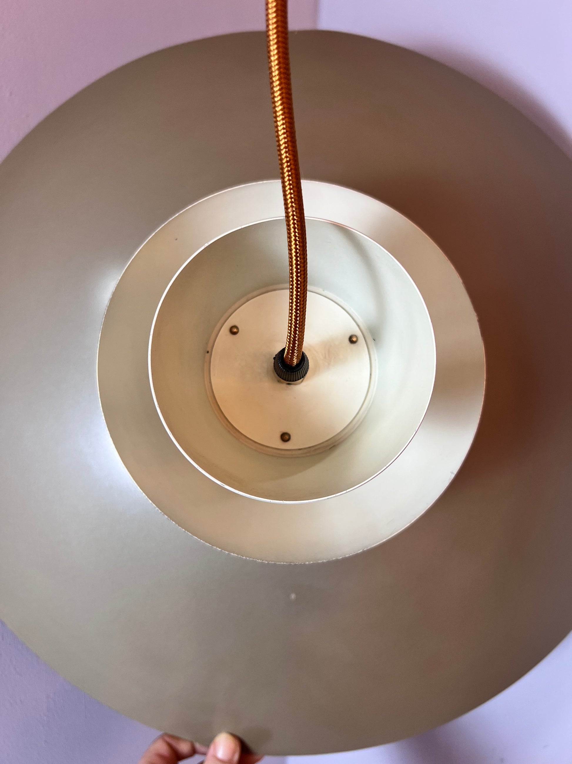 Lamellenlampe creme Messing