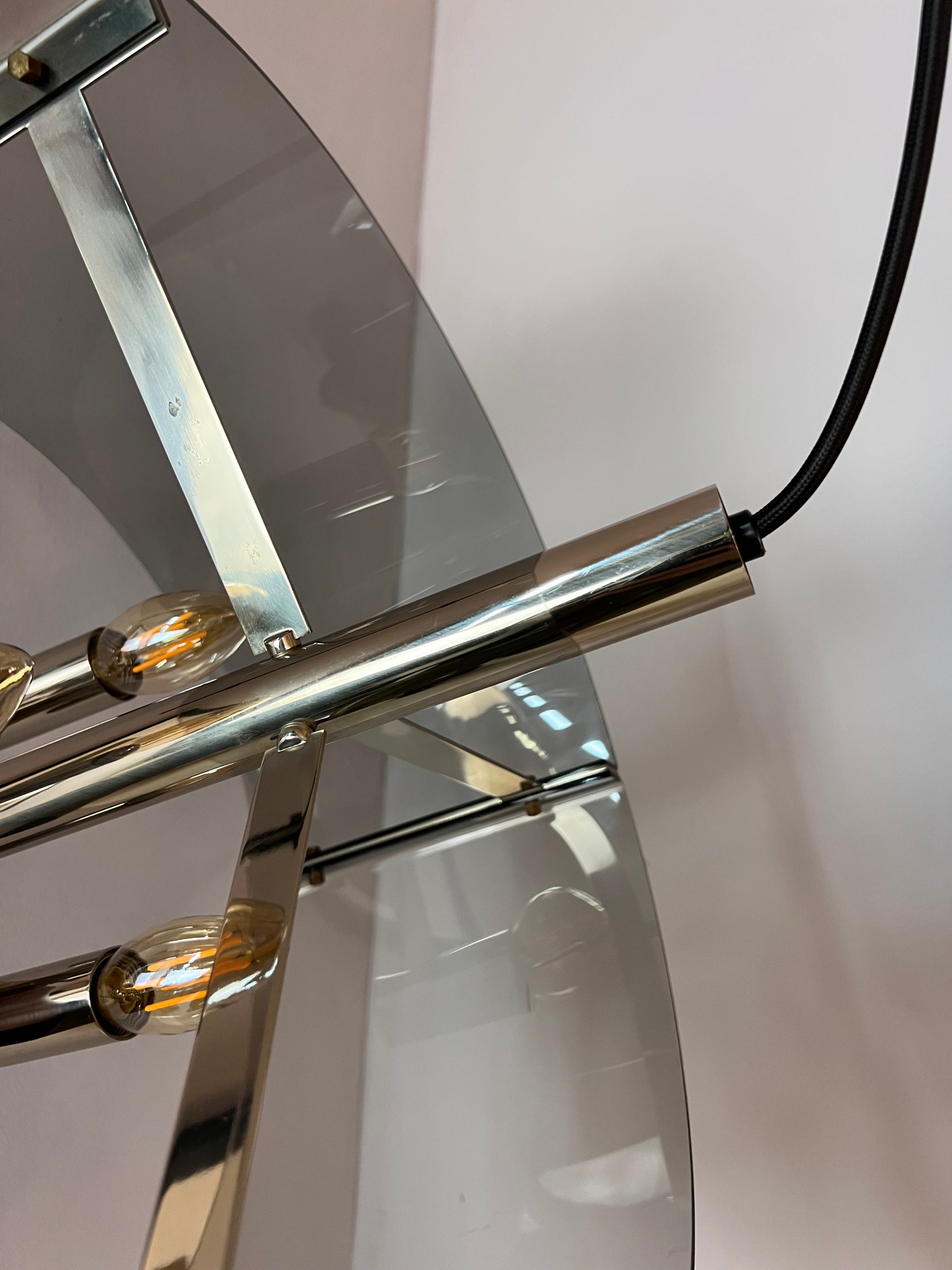 Hängelampe Chrom & Rauchacryl