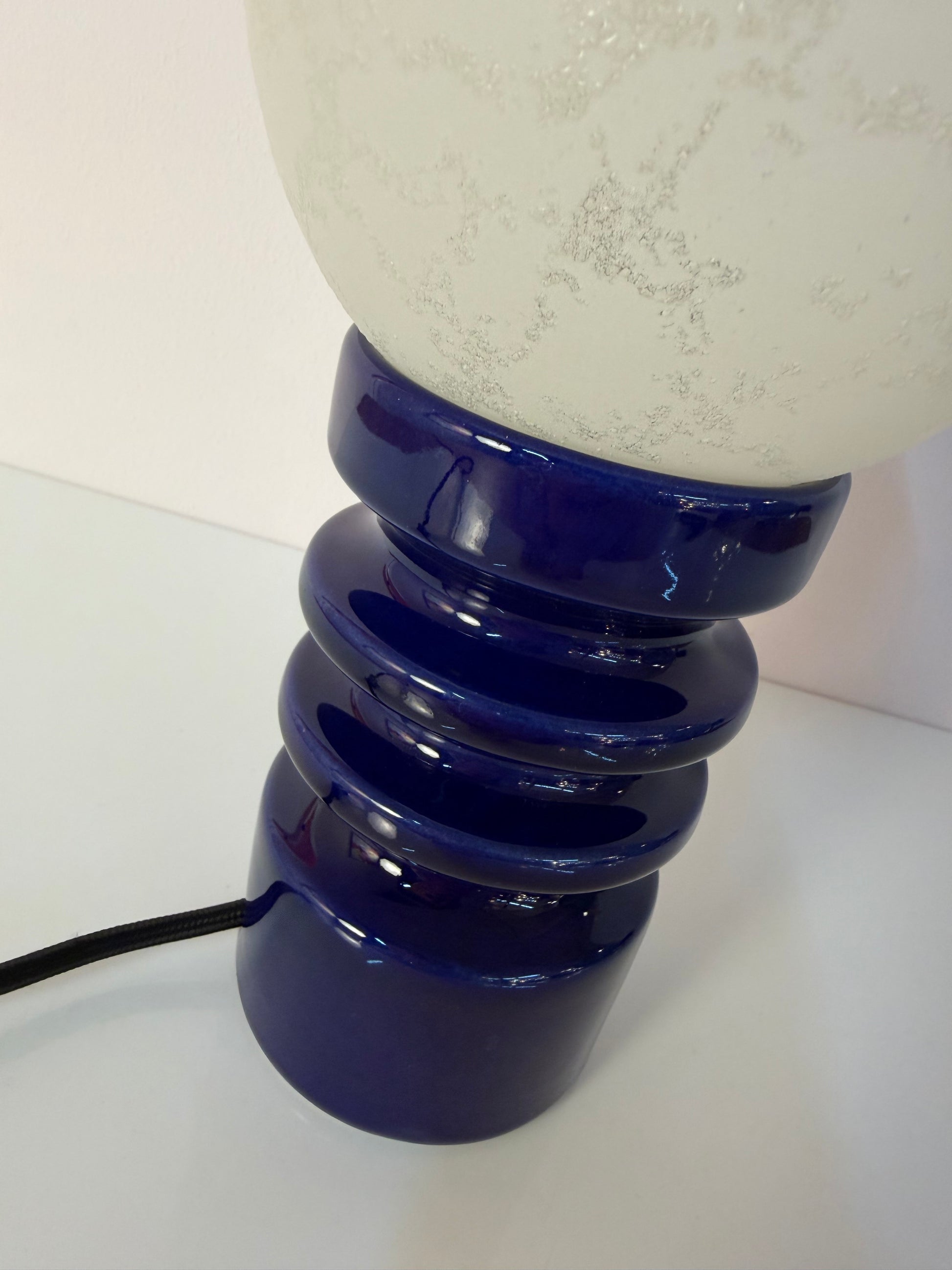 Tischlampe blau Keramik Glas von Cari Zalloni für Dümler & Breiden
