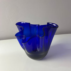 Vase Fazoletto blau Glas