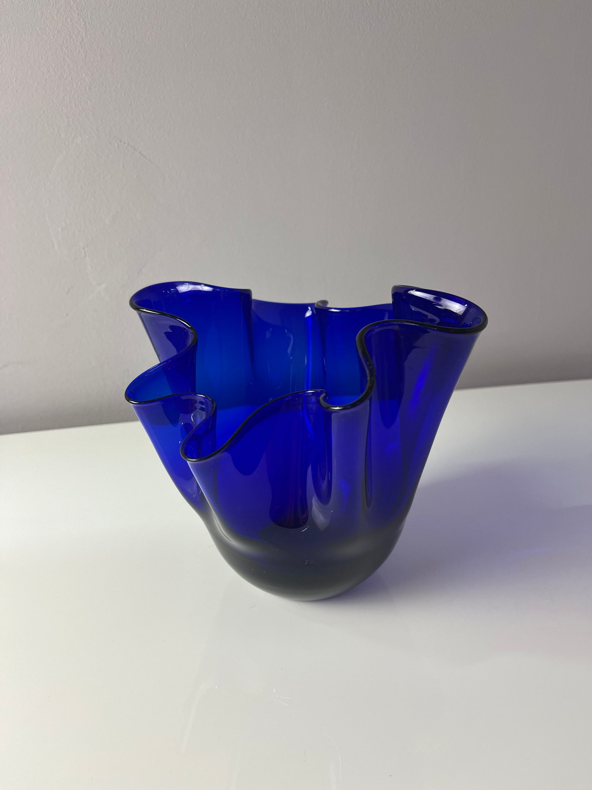 Vase Fazoletto blau Glas