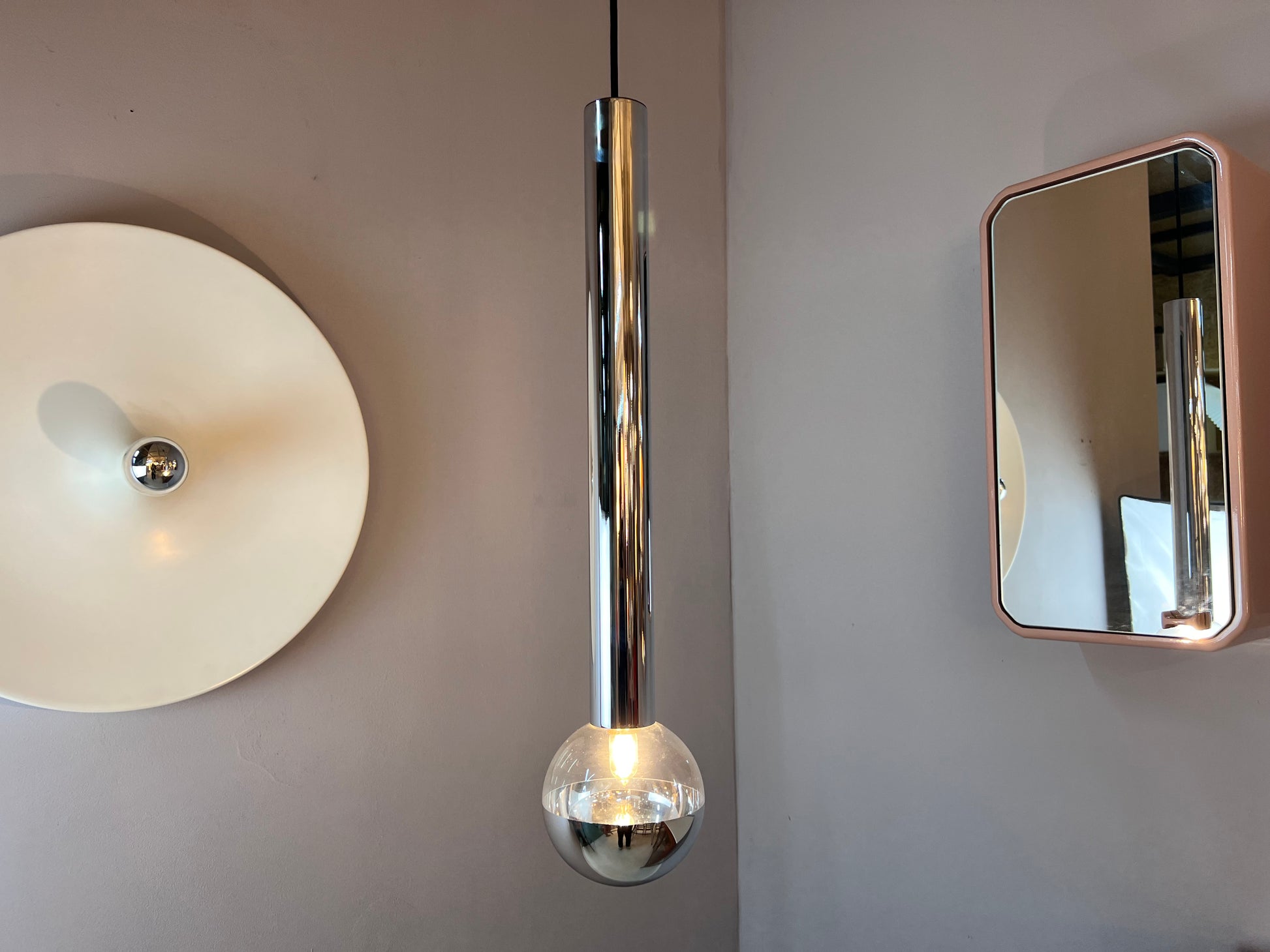 Hängelampe Big Globe Chrom 59 cm von Motoko Ishii für STAFF