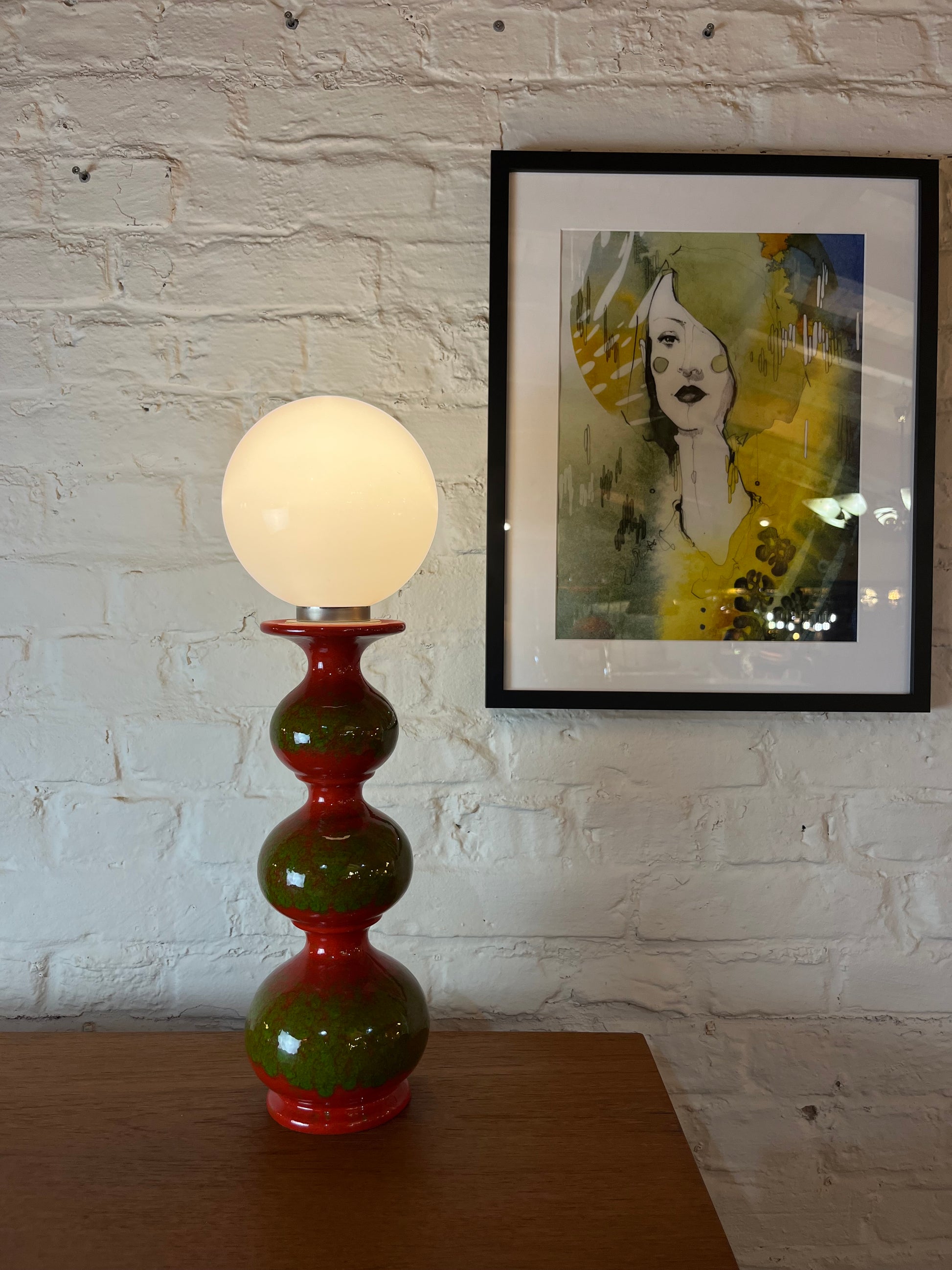 Tischlampe rot grün Bubble Keramik von Kaiser Leuchten