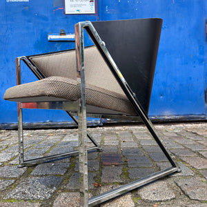 Sessel Mondi grau schwarz Chrom von Jouko Järvisalo für Inno Interior Oy - neu gepolstert