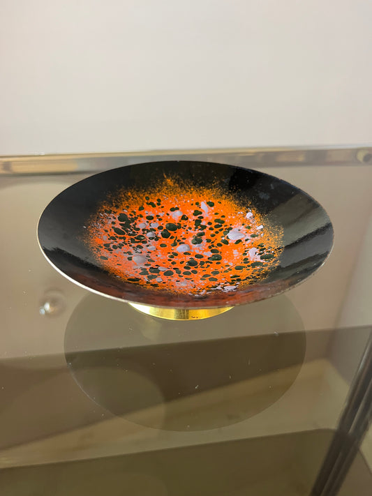 Schale orange schwarz Emaille