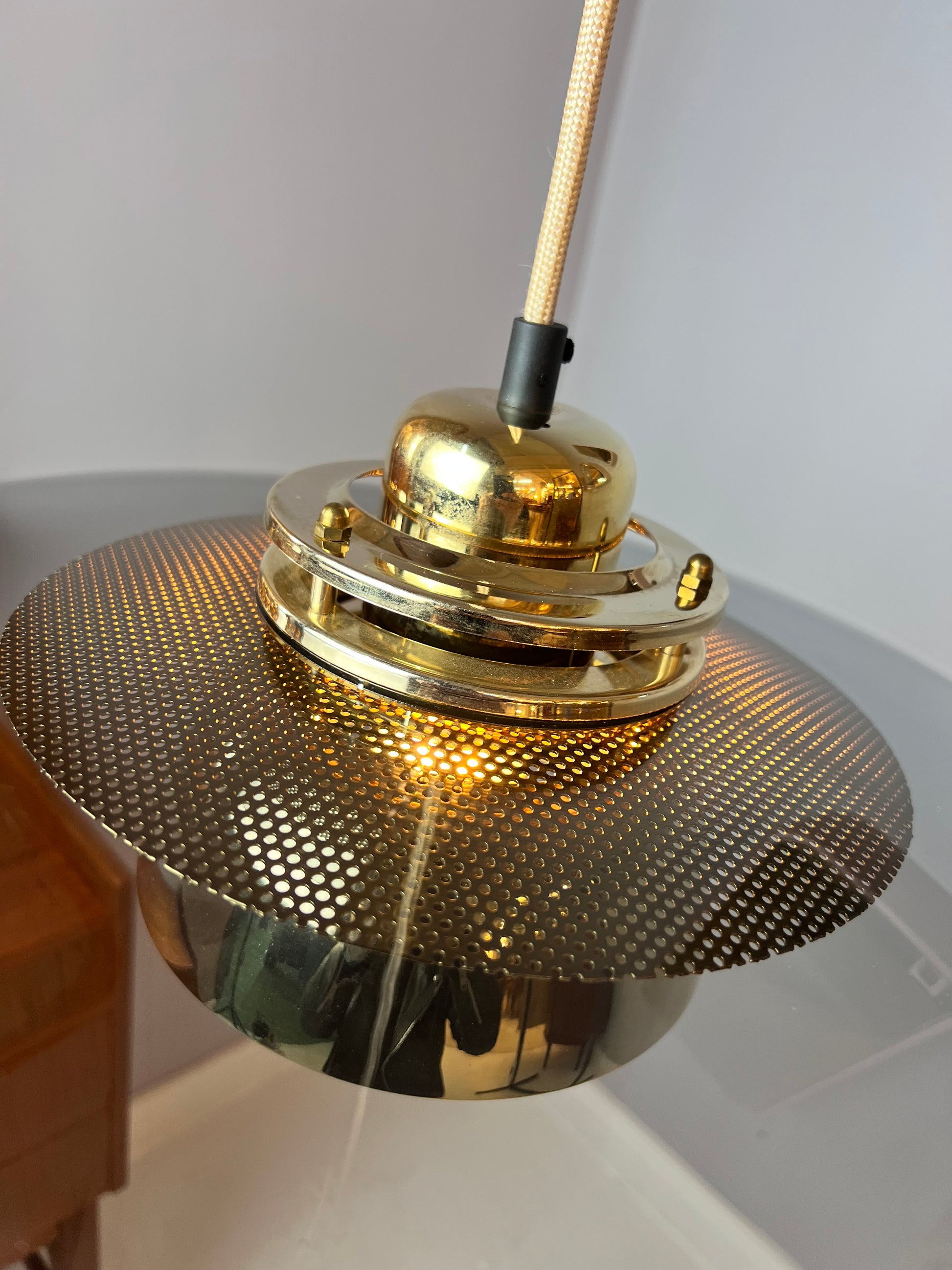 Lamellenlampe Gold Rauchglas aus Dänemark