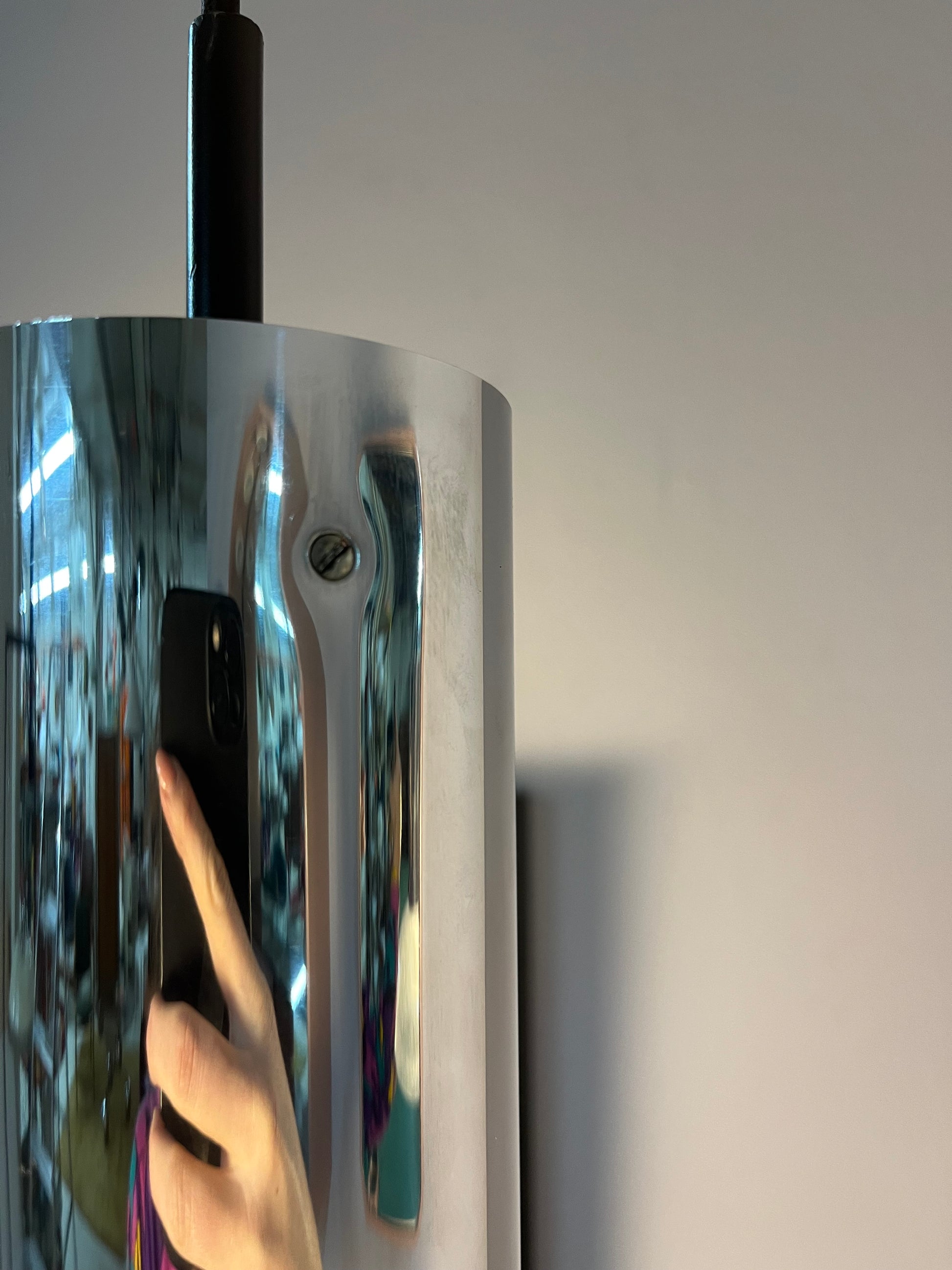 Große Hängelampe Chrom Eisglas von Herbert Proft für Glashütte Limburg