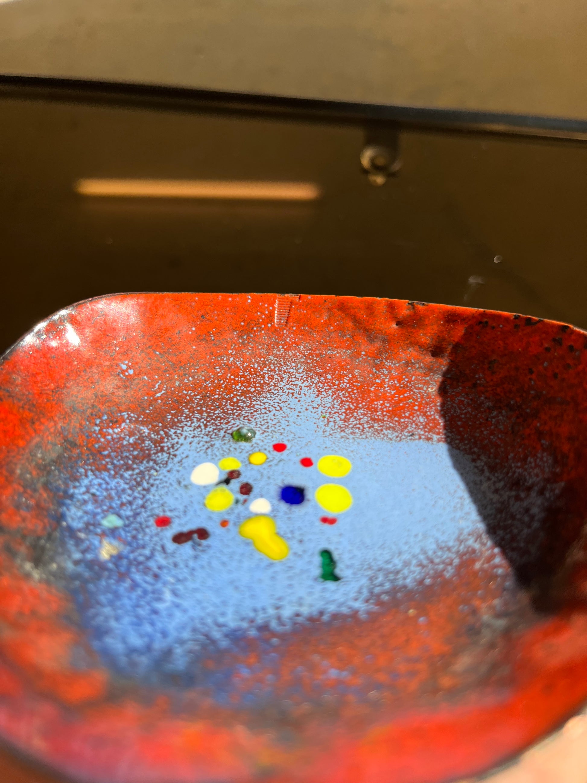 Mini Schale rot blau Emaille