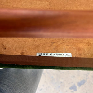 Set: 4x Polsterstuhl grün Teak von Schiønning & Elgaard für Randers Møbelfabrik