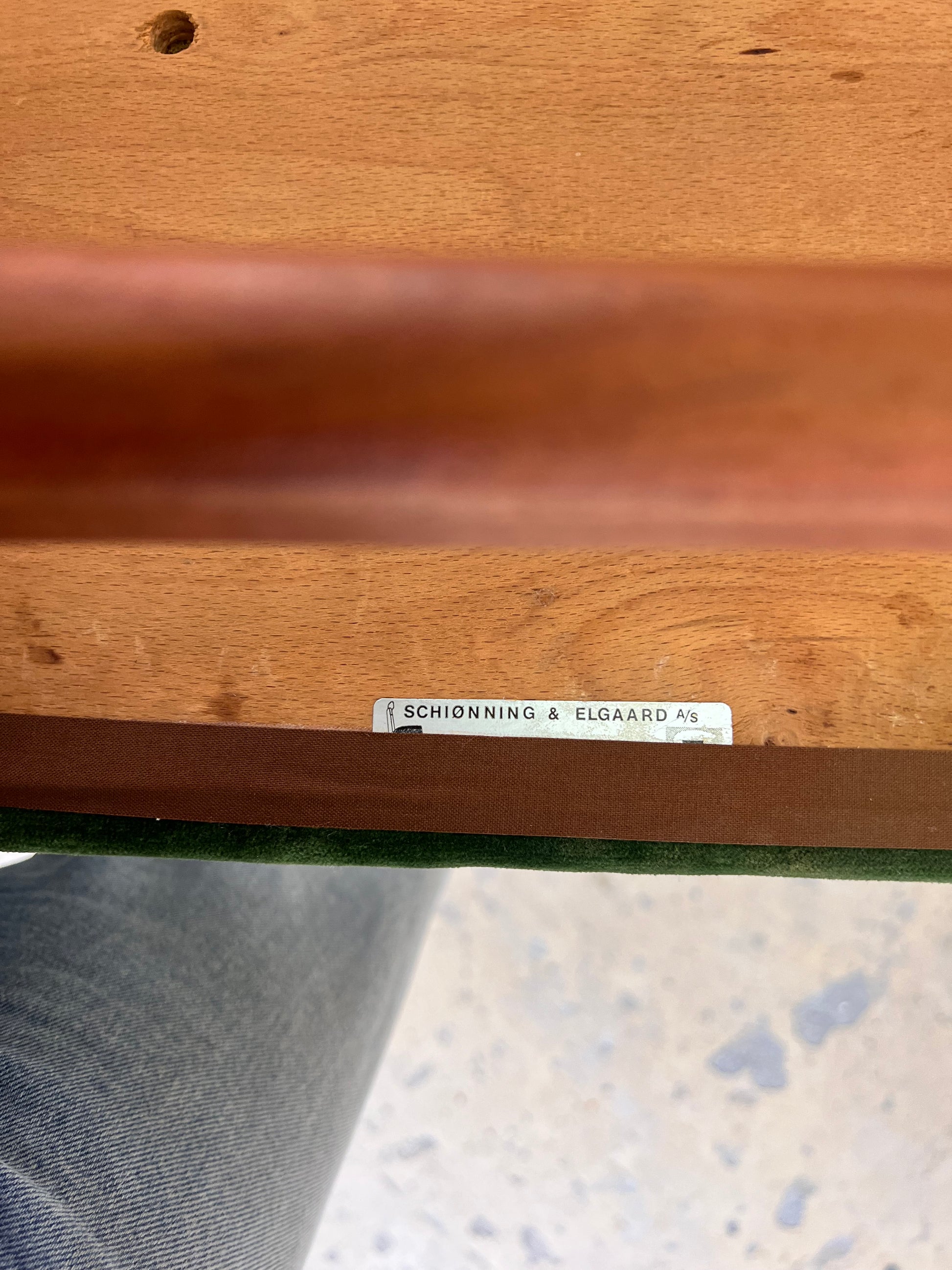 Set: 4x Polsterstuhl grün Teak von Schiønning & Elgaard für Randers Møbelfabrik