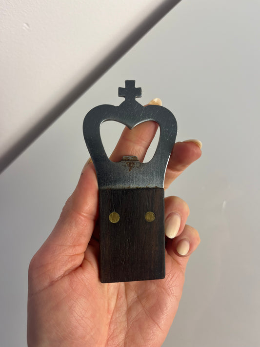 Flaschenöffner Teak mit Krone aus Dänemark