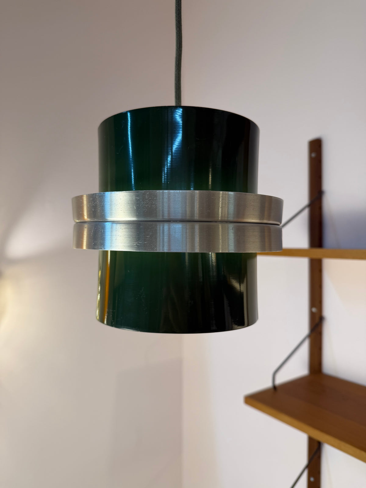 Hängelampe grün silber aus Dänemark