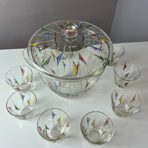 Bowle-Set: 9 Gläser und 1 Terrine bedrucktes Glas