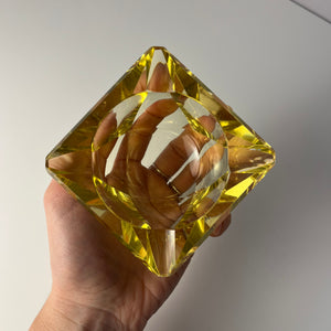 Aschenbecher gelb Kristallglas