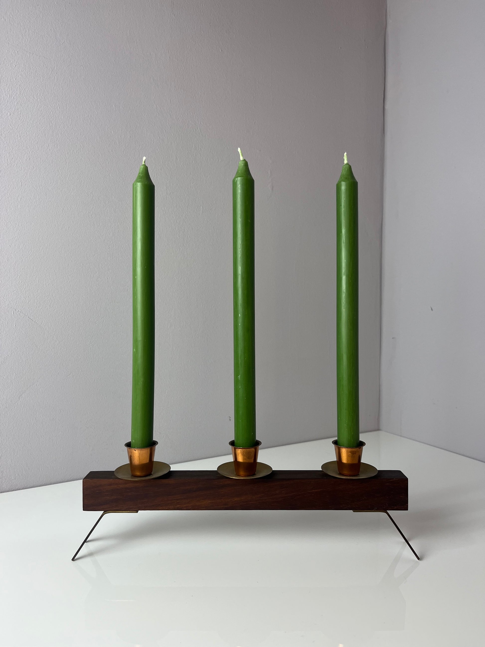 Kerzenständer Teak Messing