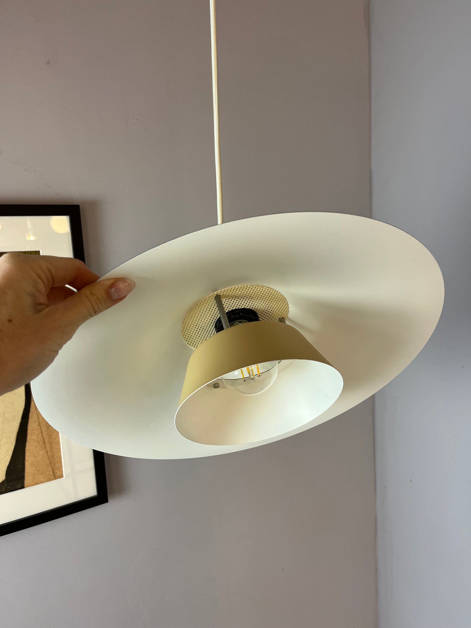 Lamellenlampe neu lackiert creme rosa braun