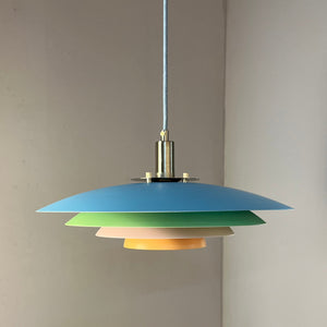 Lamellenlampe neu lackiert hellblau mint peach aus Dänemark lackiert