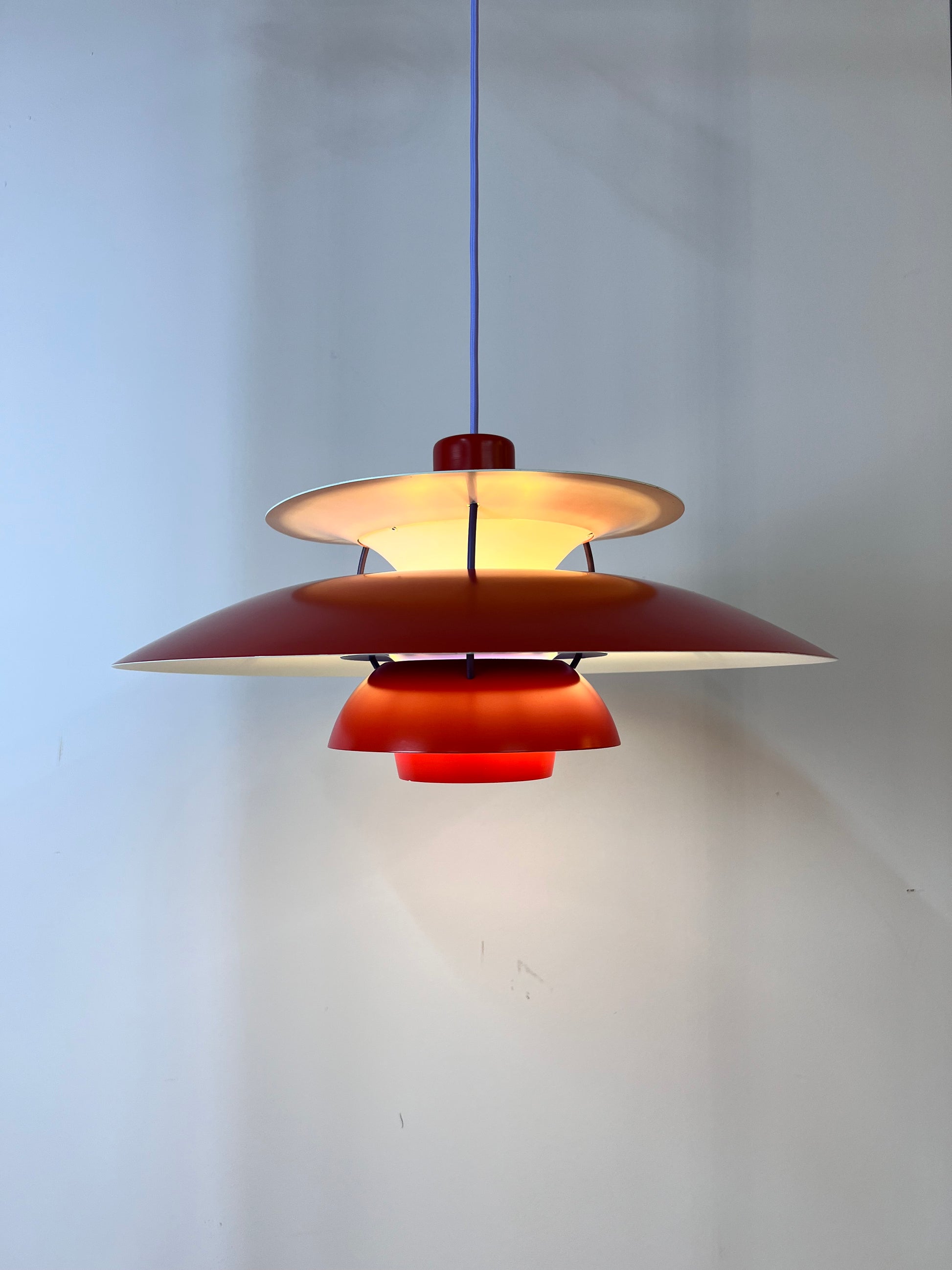 Lamellenlampe PH5 rot von Poul Henningsen für Louis Poulsen
