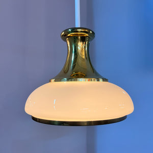 Hängelampe Opalglas Messing