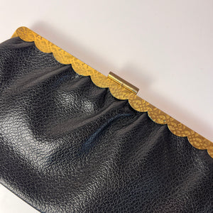 Tasche Echtleder schwarz & Messing KaDeWe 70er