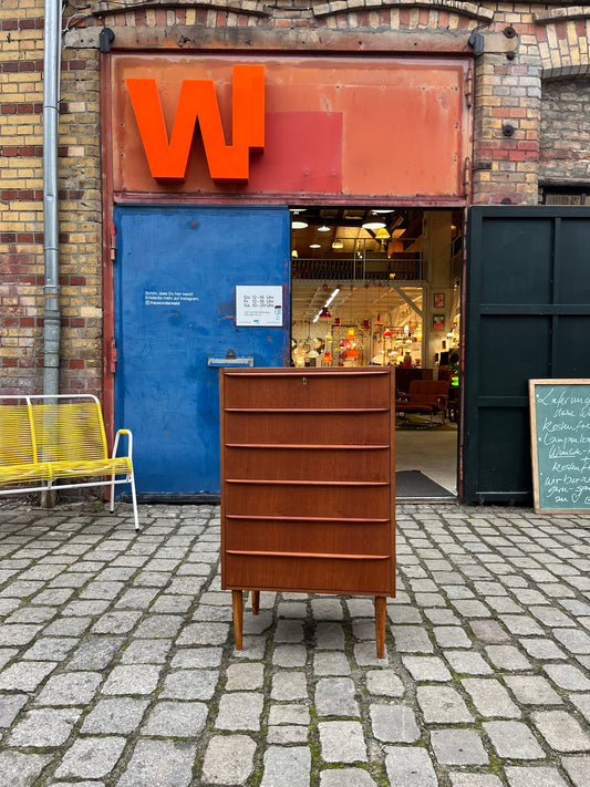 Kommode Teak mit Schloss & durchgängigen Griffen