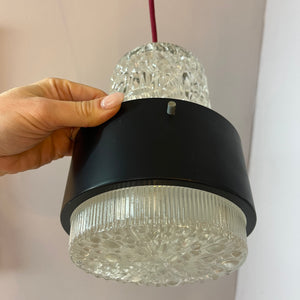 Hängelampe schwarz Eisglas von Carl Fagerlund für Orrefors